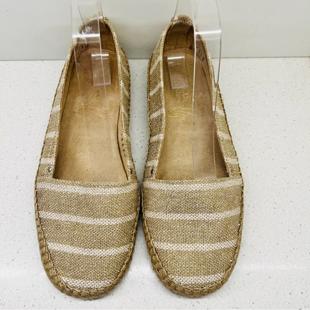 Aerosoles Stitch N Turn Solitaire Slip On Espadrille Flats Metallic Gold Sz 9